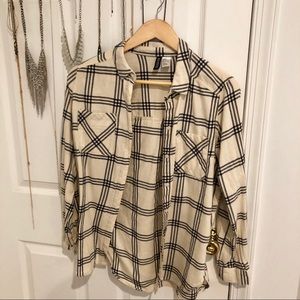 White and black plaid button up women’s